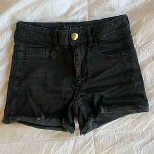 American Eagle high waisted black stretch jean shorts